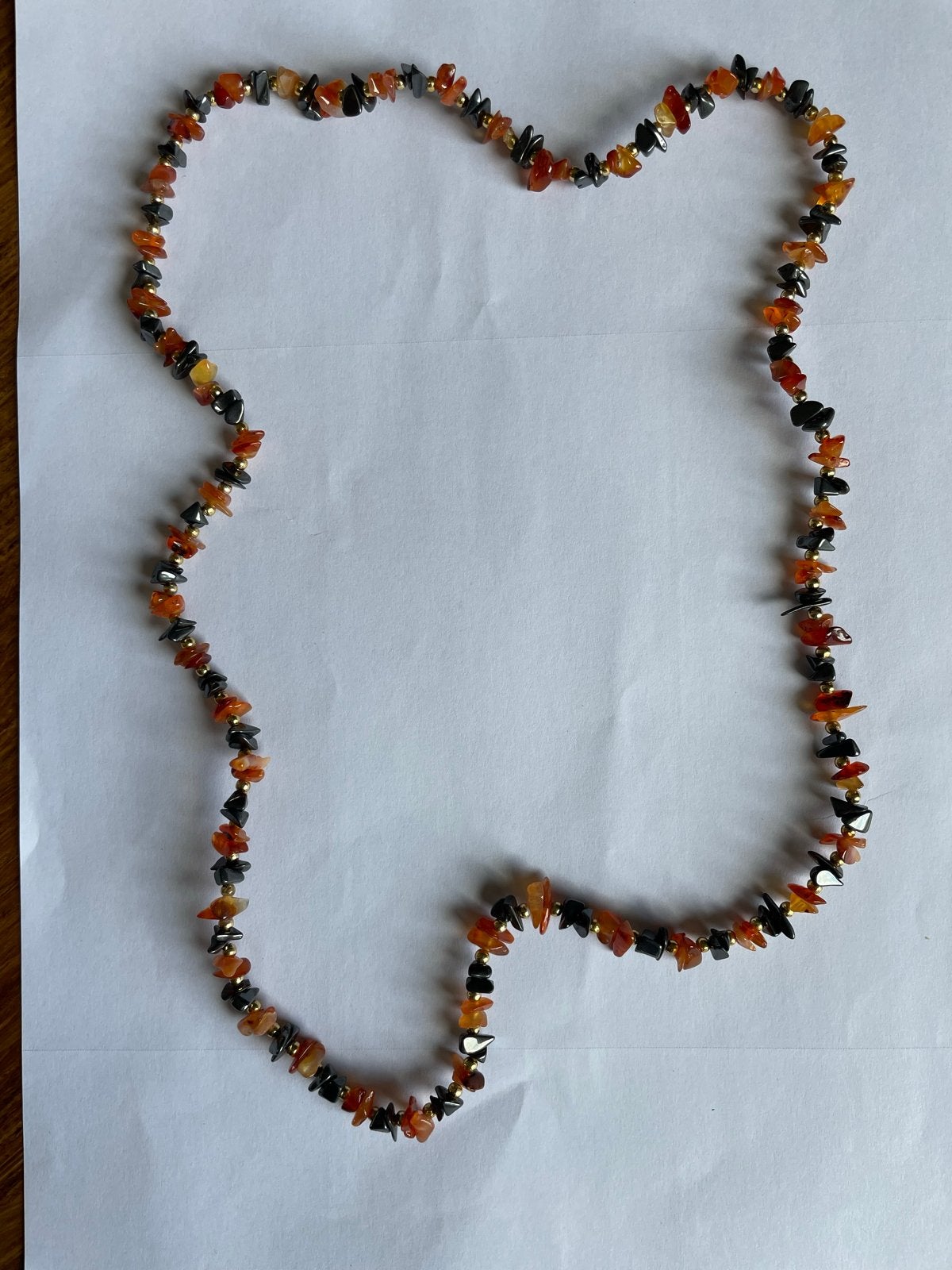 Halsketting van Hematiet en Carneool (zonder slotje), Sieraden, Tassen en Uiterlijk, Kettingen, Ophalen of Verzenden, Gebruikt