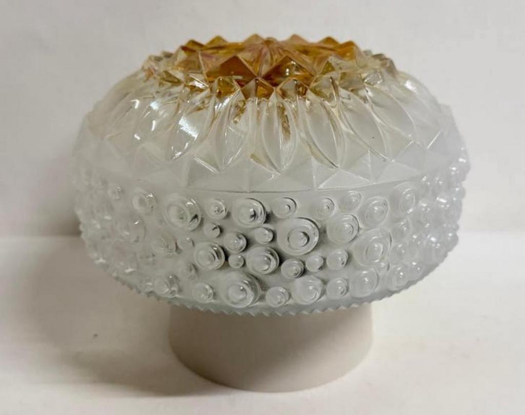 Vintage seventies Herda lamp wit helder en goud glas Ster, Ophalen of Verzenden, Zo goed als nieuw, Glas, Mid century