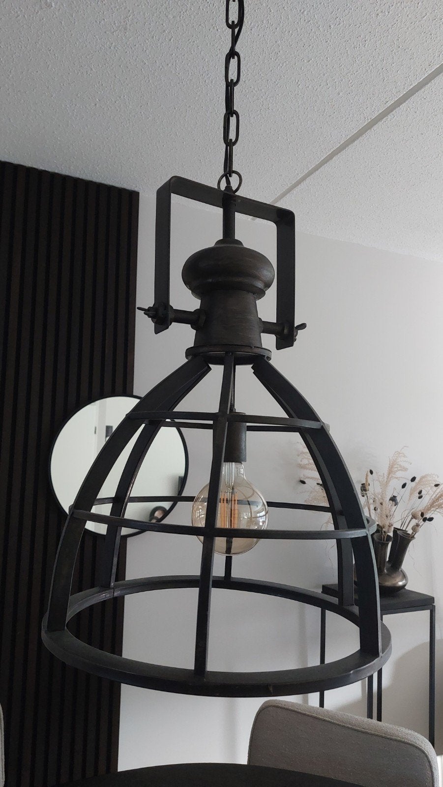 Industriële antiek zwarte hanglamp Amy, Ophalen, E27 (groot), Zo goed als nieuw, Metaal