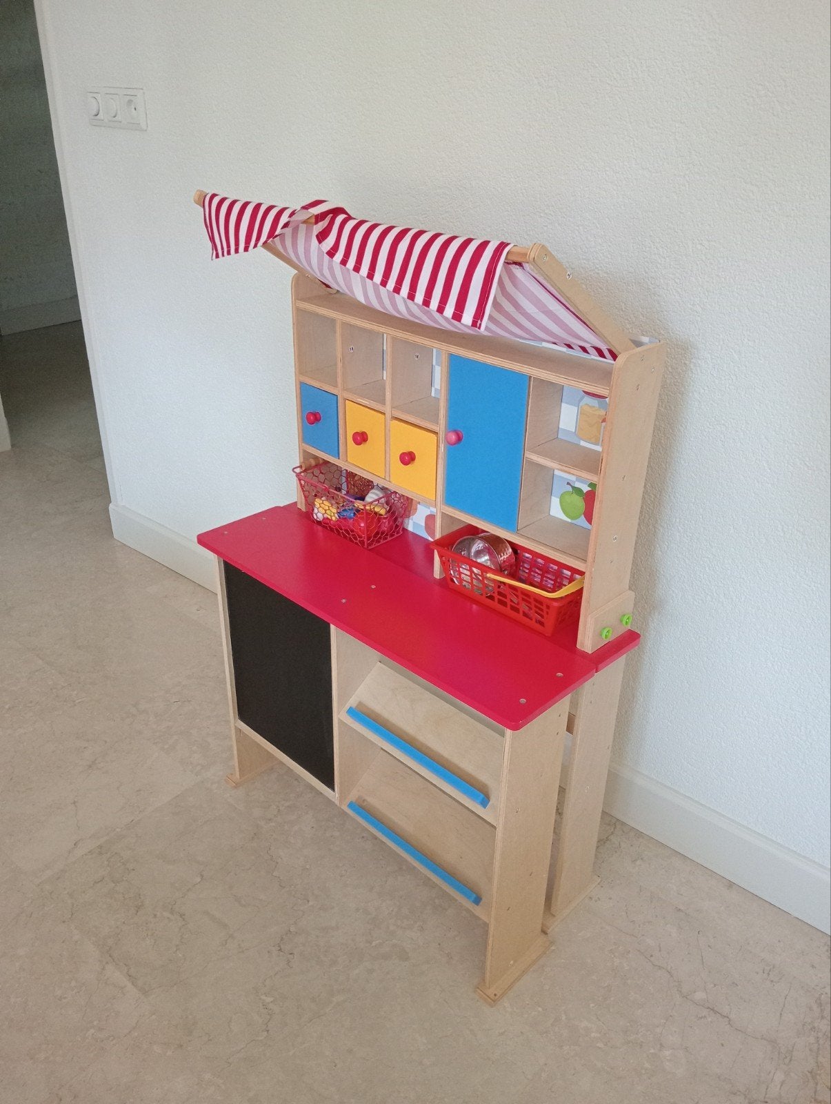 Houten Speelkeuken / Winkel met Luifel, Ophalen of Verzenden, Gebruikt, Hout, Speelkeuken