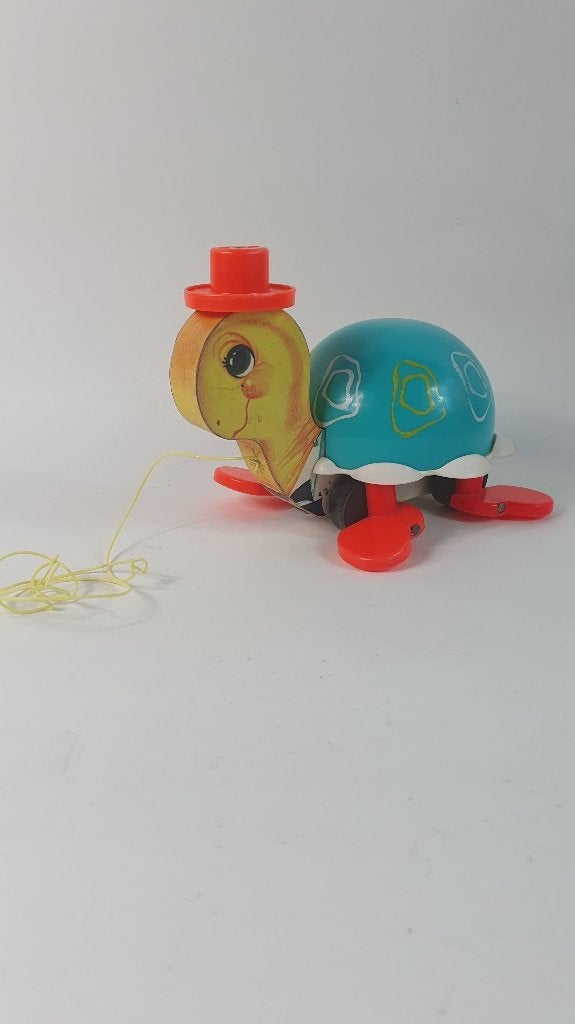 Vintage Fisher Price Schildpad, hout en plastic, 1962. 8B4, Tweedehands verkoop, Tweedehands verkoop, Ophalen of Verzenden, Geen@idee.nl