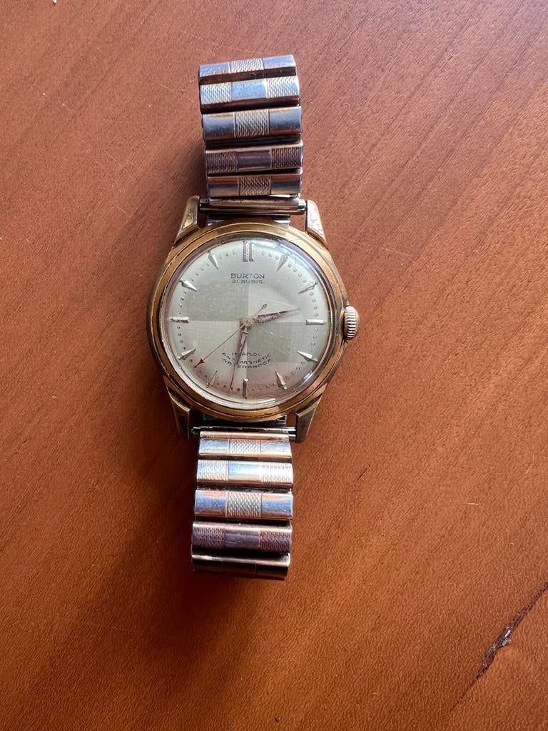 Vintage Burton 21 Rubis herenhorloge – jaren 50/60, Ophalen of Verzenden, D, D, Dd