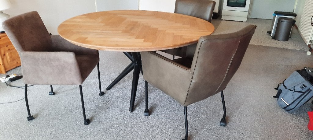 eettafel met 3 stoelen, Ophalen, Zo goed als nieuw, 100 tot 150 cm, 100 tot 150 cm