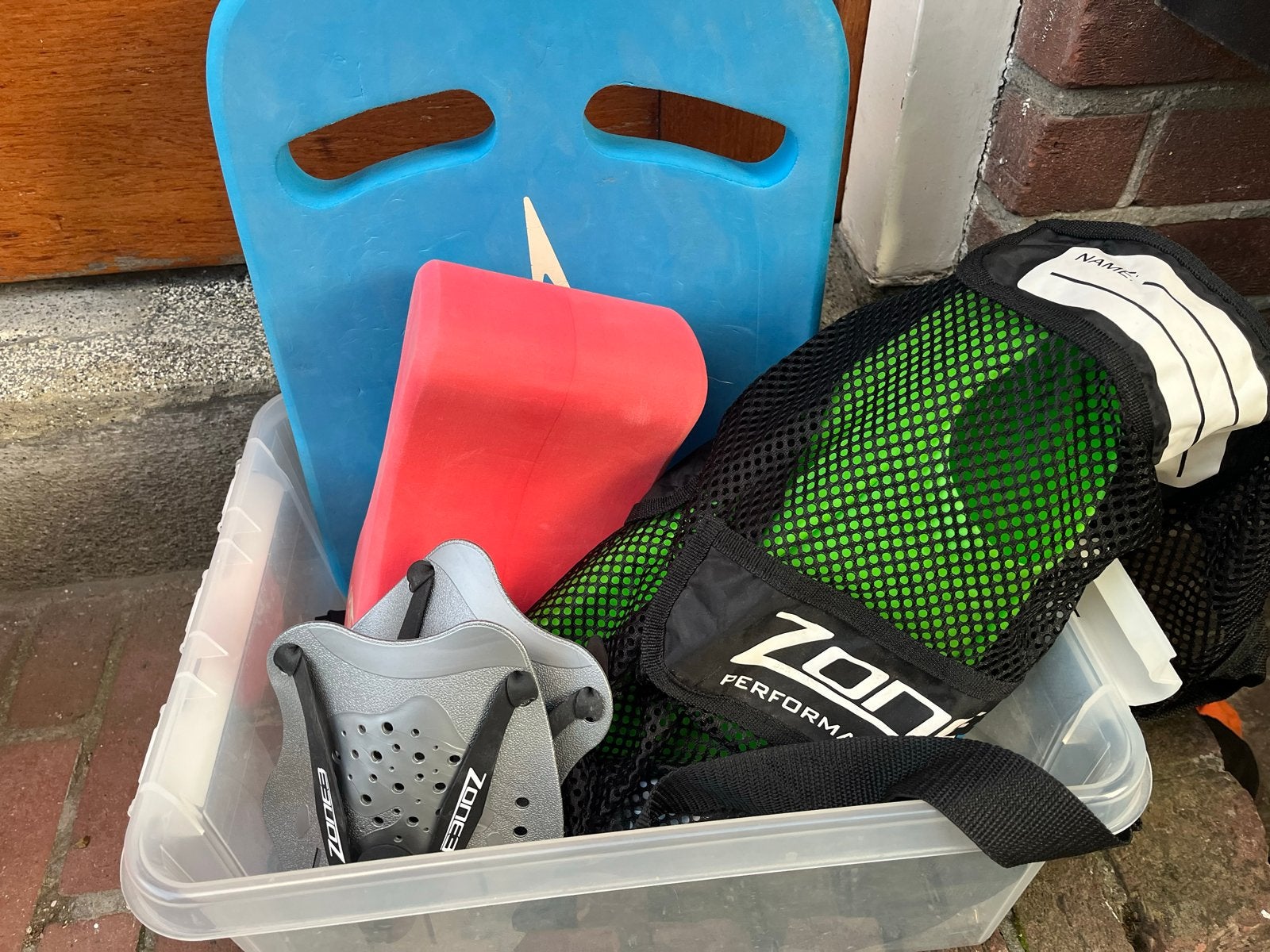 Zwempakket: plank, pull buoy, paddles en vinnen, Sport en Fitness, Ophalen, Gebruikt