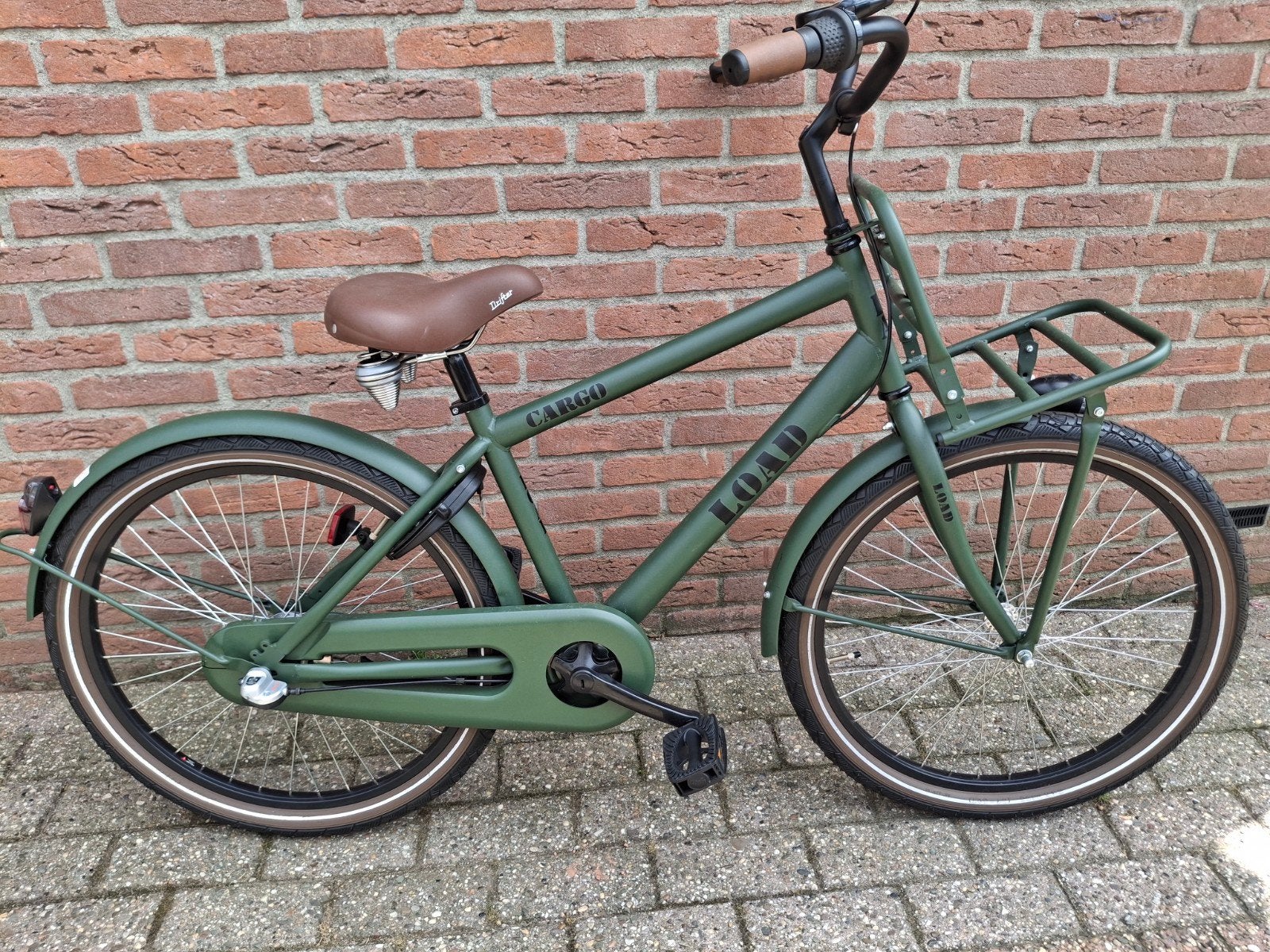 Stoere groene transportfiets met voordrager, Fietsen en Brommers, Ophalen, Terugtraprem, Cargo Load, 24 inch