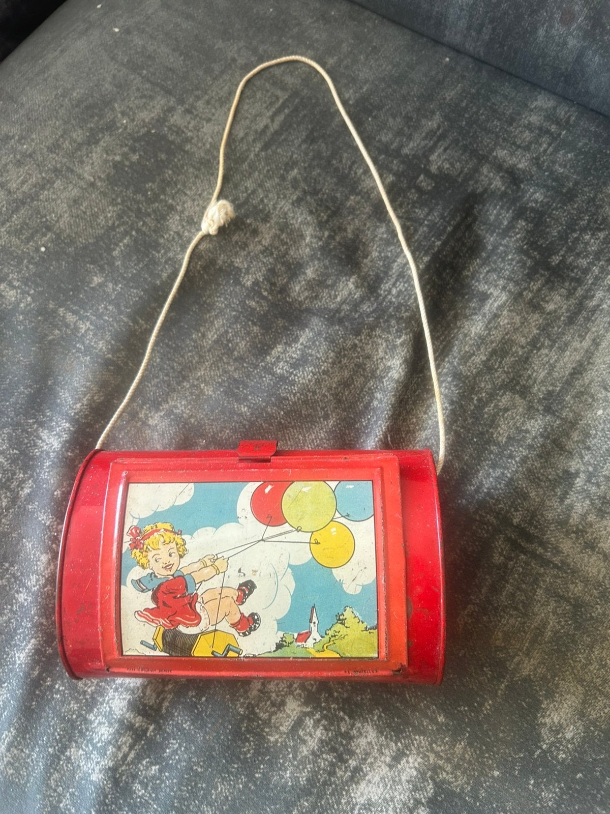VINTAGE KINDER BLIKKEN TASJE/BROODTROMMEL 1956, Ophalen of Verzenden, Gebruikt