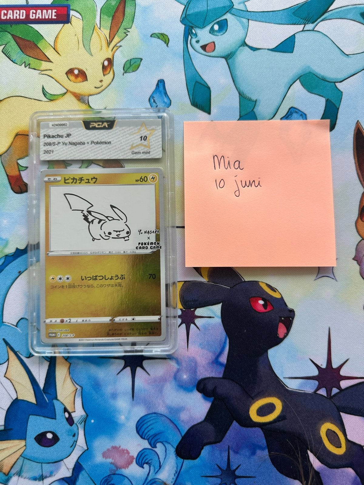 Pikachu 208/S-P Yu Nagaba PCA 10 Gem Mint Japanse Kaart, Ophalen of Verzenden, Zo goed als nieuw, Losse kaart
