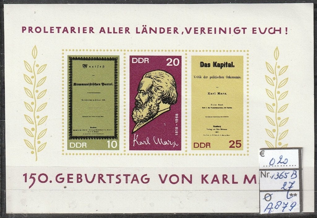 DDR Marx Blok 27 Michel 1365B Nr.A879p, Verzenden, DDR, Postfris