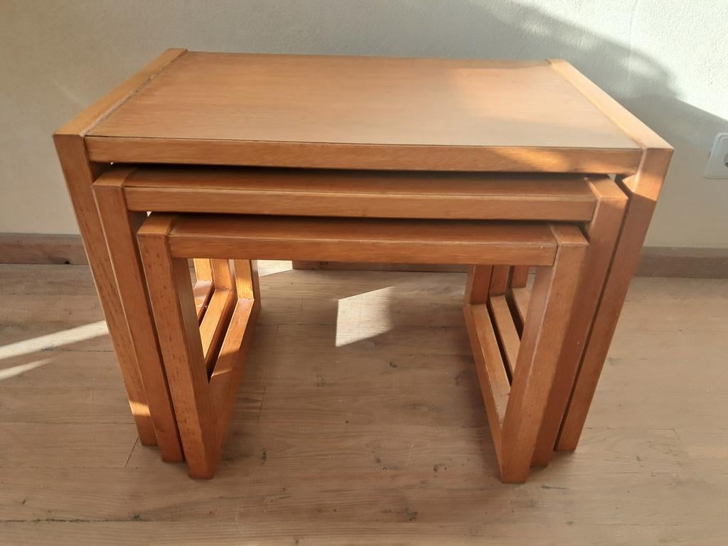 Topkwaliteit mimiset nesting tables 3 bijzettafels, Huis en Inrichting, Minder dan 55 cm, Zo goed als nieuw, Rechthoekig, Ophalen