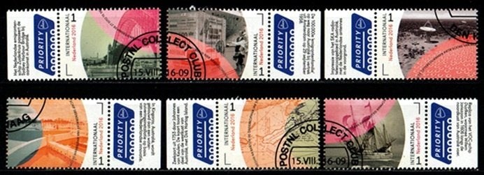 Nederland nr. 3441-3446 Grenzeloos Ned.-Australië gestempeld, Postzegels en Munten, Postzegels | Nederland, Verzenden, Na 1940