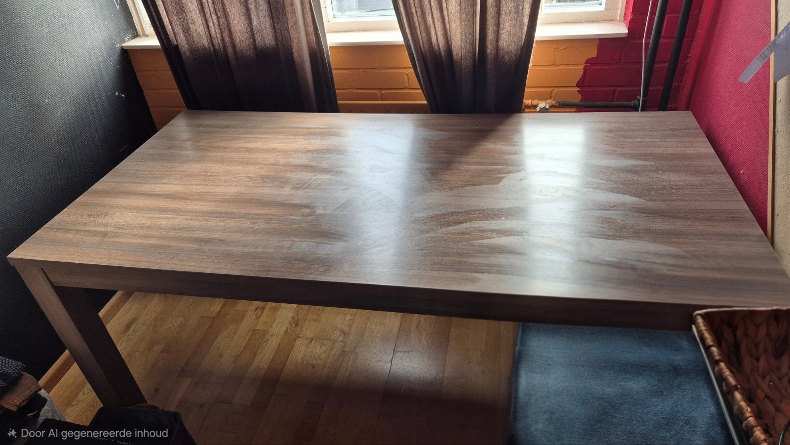 Rechthoekige eettafel van gefineerd spaanplaat, Ophalen, Gebruikt, 50 tot 100 cm, 150 tot 200 cm