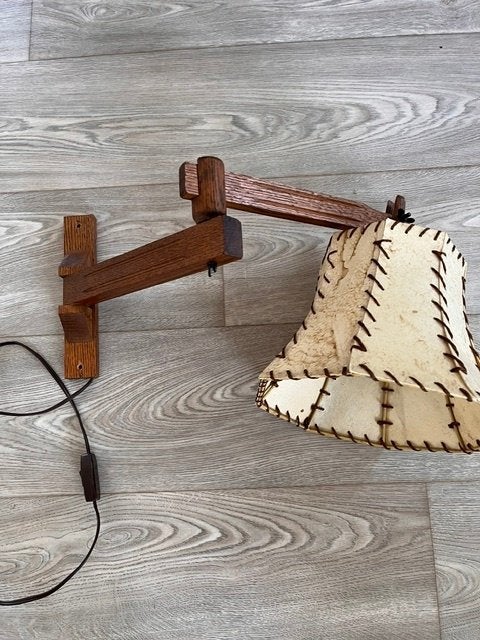Teak wandlamp, Met schakelaar, Bruin, Zo goed als nieuw, Overige merken