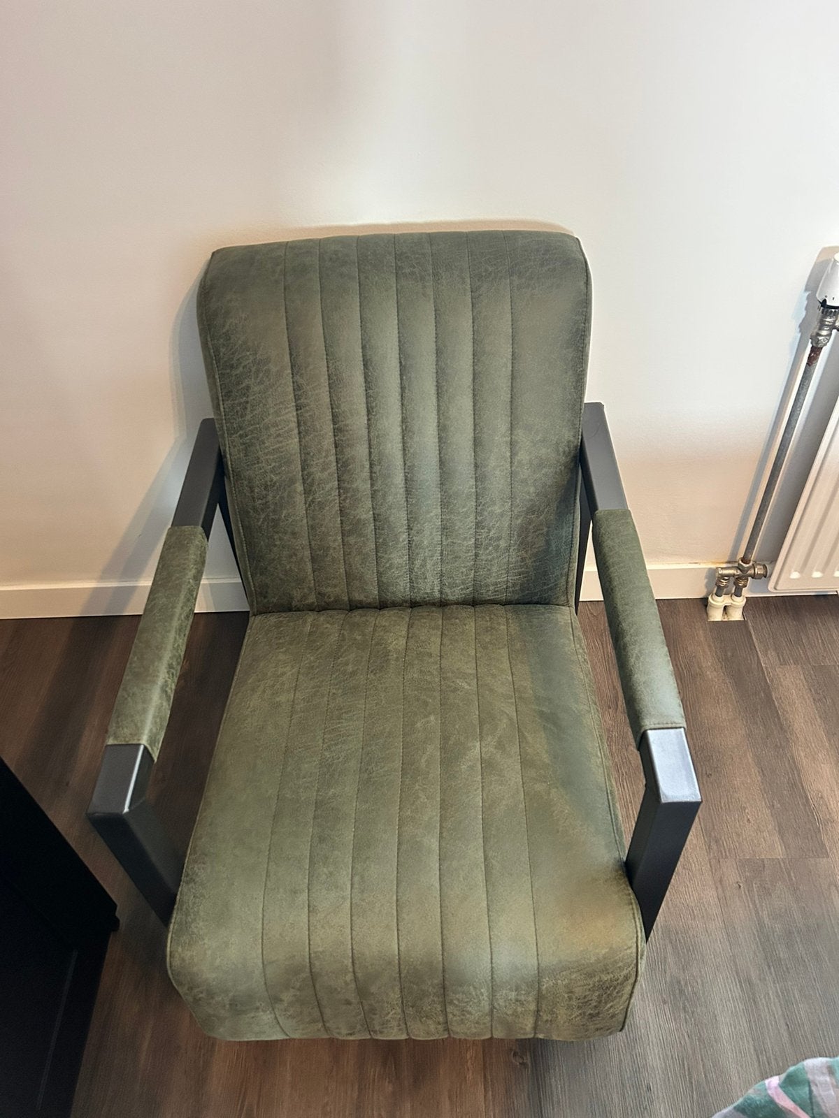 Groene leren stoel, Ophalen, Zo goed als nieuw, 75 tot 100 cm, 50 tot 75 cm