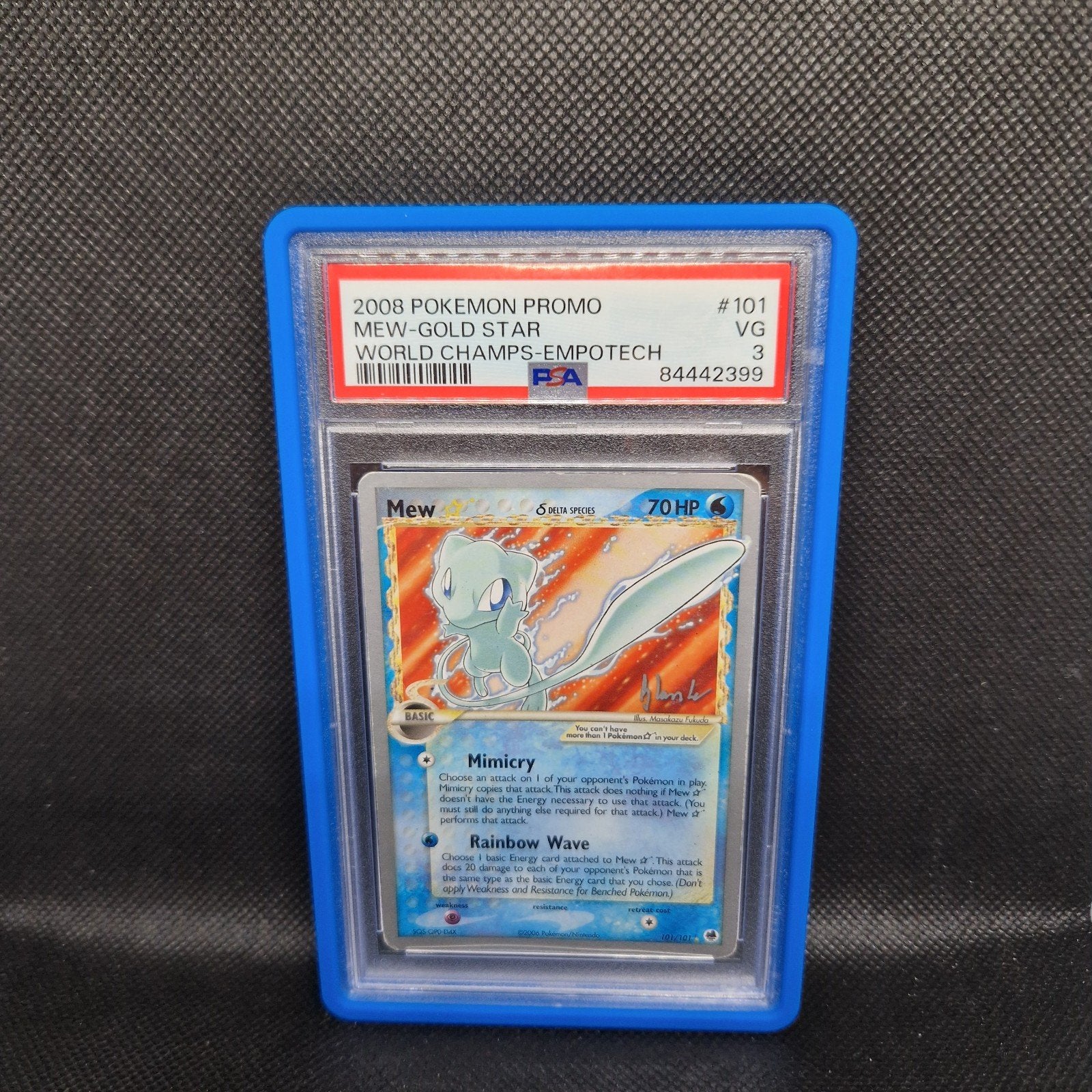 Mew Gold Star World Champs Empotech Promo PSA 3, Hobby en Vrije tijd, Verzamelkaartspellen | Pokémon, Ophalen of Verzenden, Zo goed als nieuw