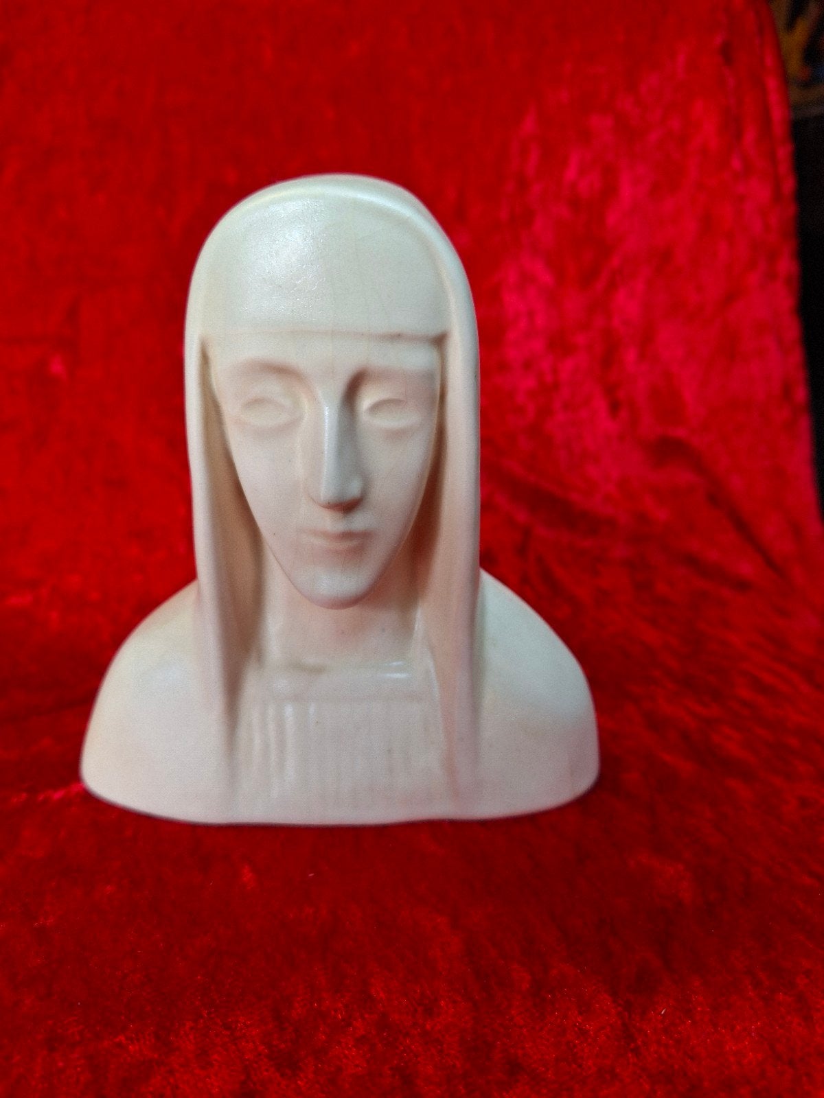 Vintage Buste van Vrouw in Crèmekleurig Keramiek, Geglazuurd, Minder dan 20 cm, Buste, Ophalen of Verzenden