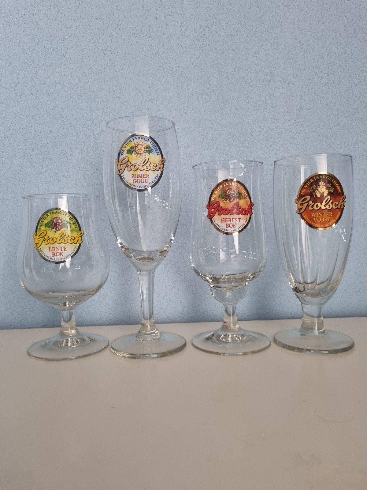 Grolsch Bierglazen - De Vier Jaargetijden Collectie, Ophalen, Zo goed als nieuw, Meerkleurig, Overige merken