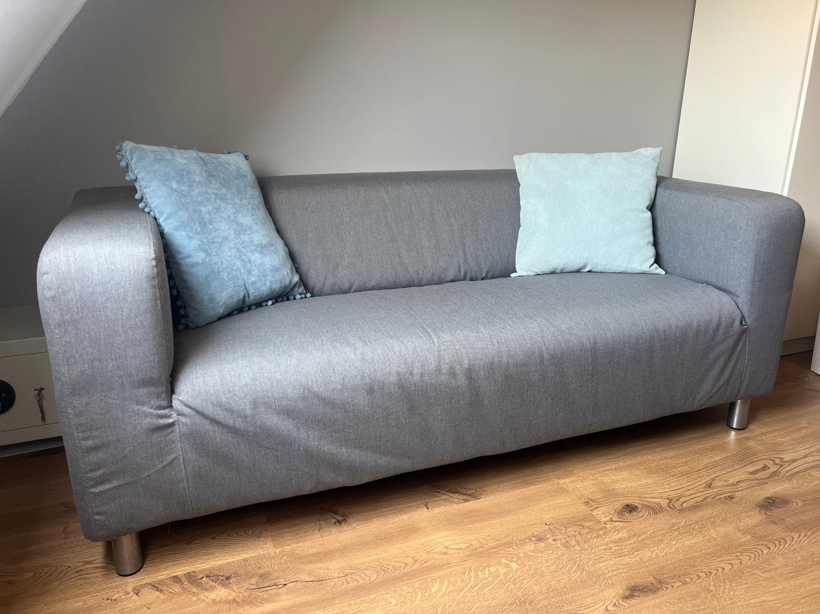 IKEA bank denim grijs, Ophalen, 150 tot 200 cm, Tweepersoons, 75 tot 100 cm