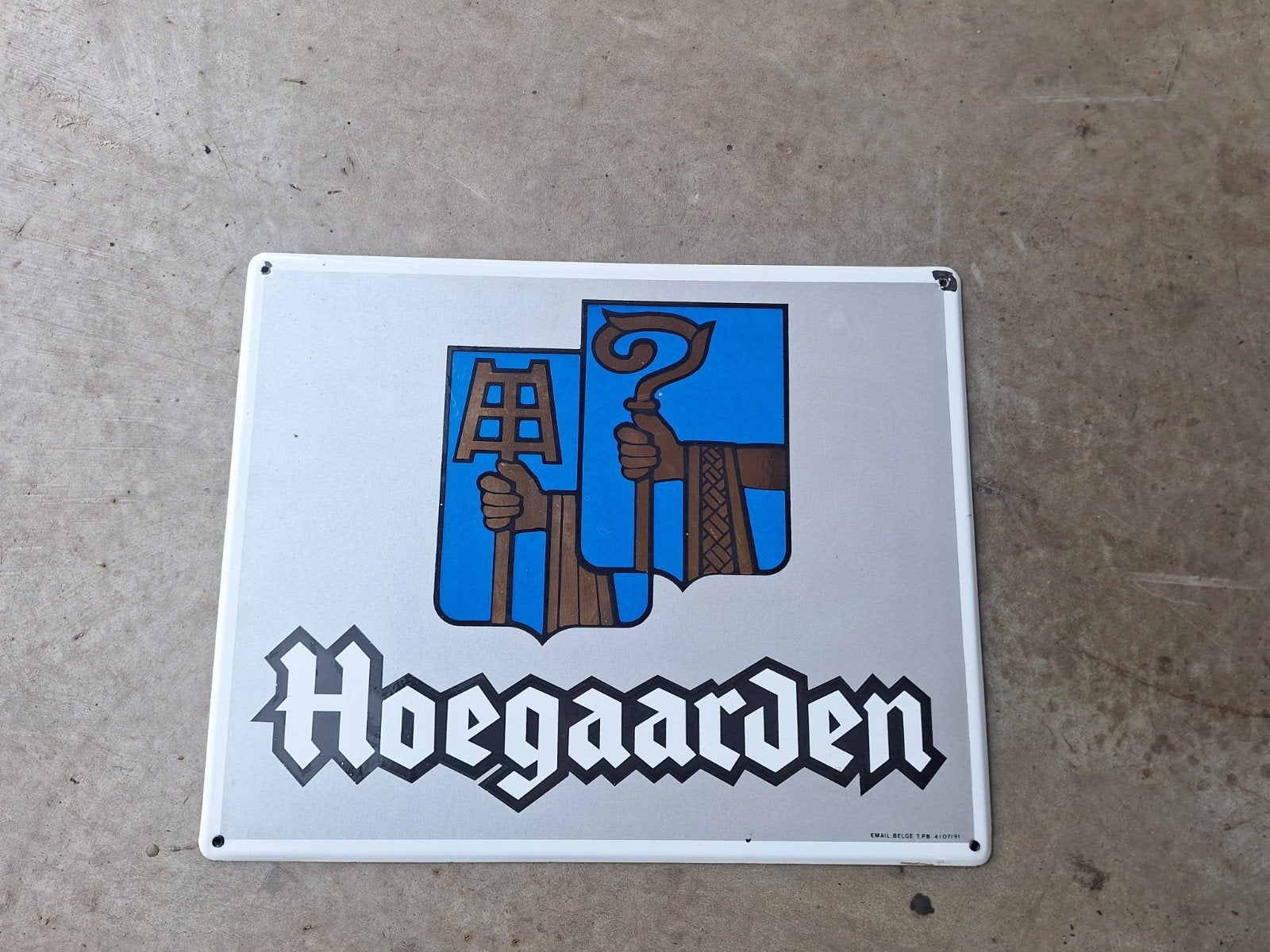 Vintage Hoegaarden reclamebord - Email Belge T.P.B., Ophalen of Verzenden