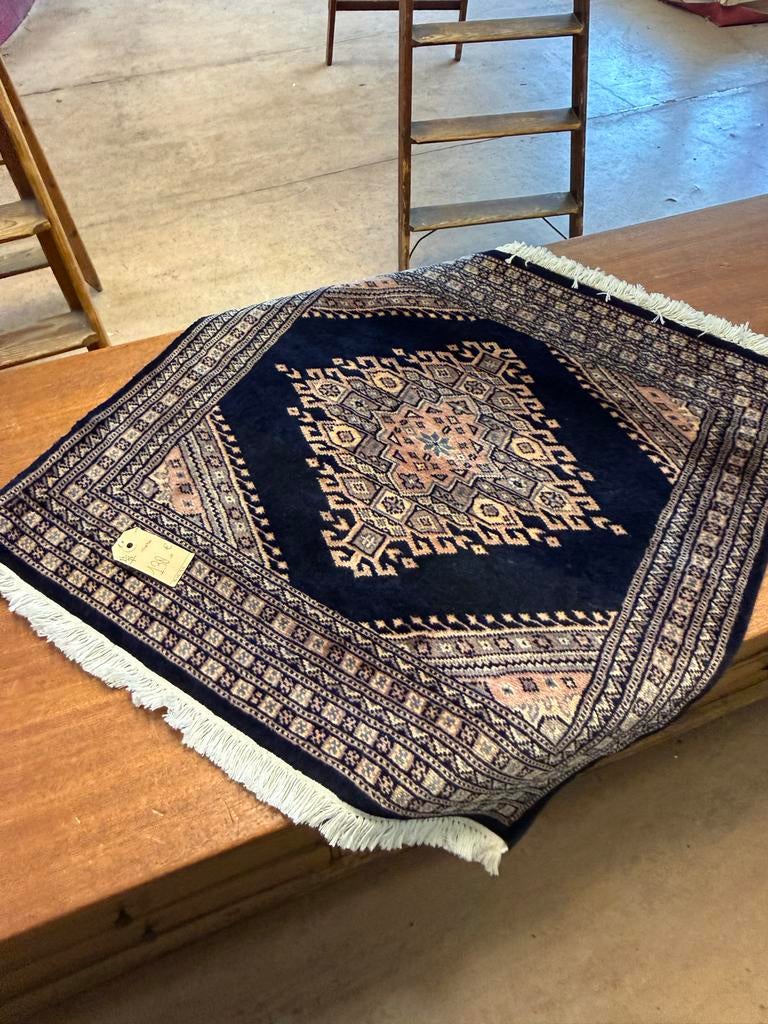 Nieuw handgeknoopt Pakistan tapijt 76x76, Ophalen, Zwart, Vierkant, Nieuw