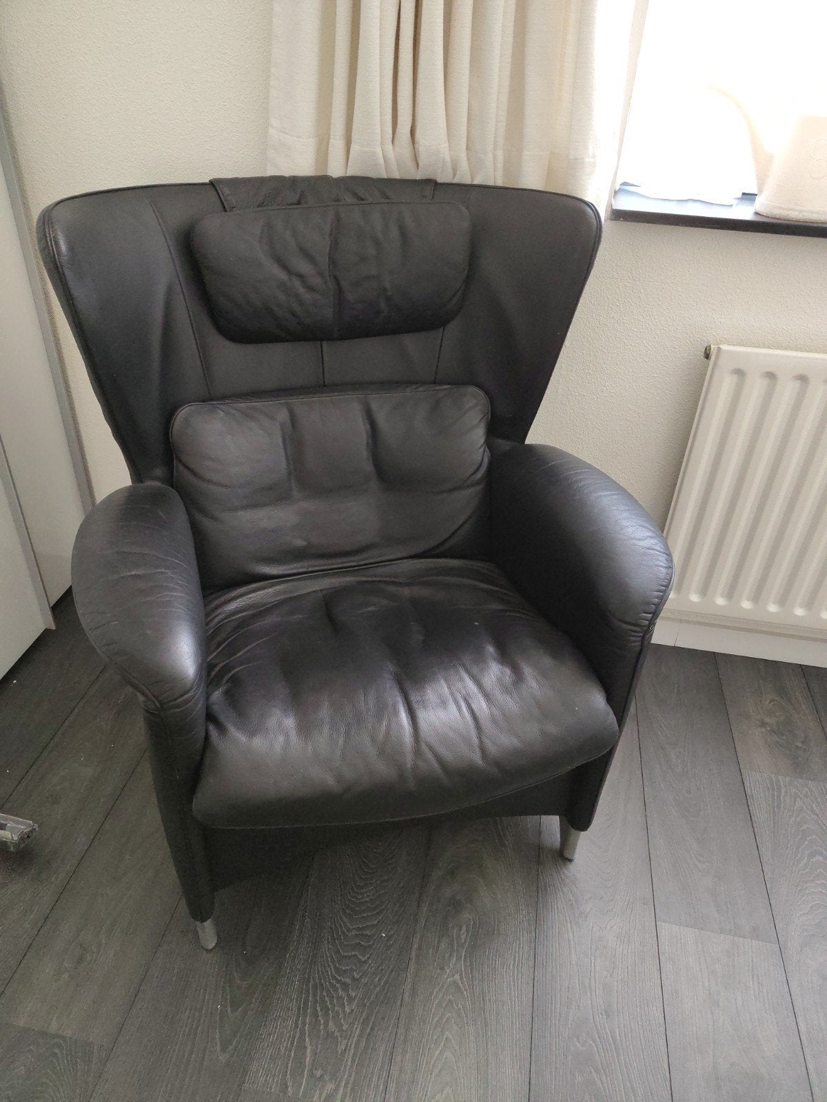 De Sede DS-23 zwarte leren fauteuil, Ophalen, Gebruikt, Klassiek, Comfortabel, 75 tot 100 cm