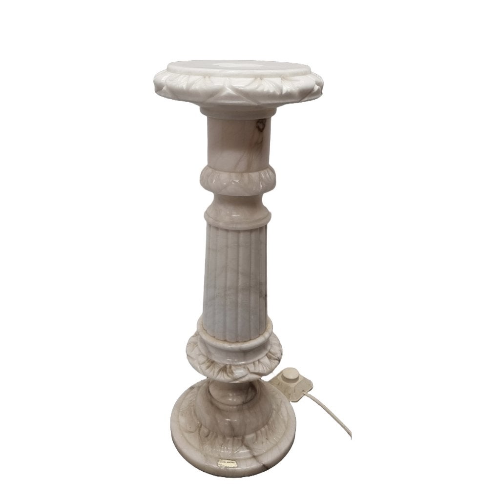 Vintage albast pilaar met lamp, Ophalen, Zo goed als nieuw