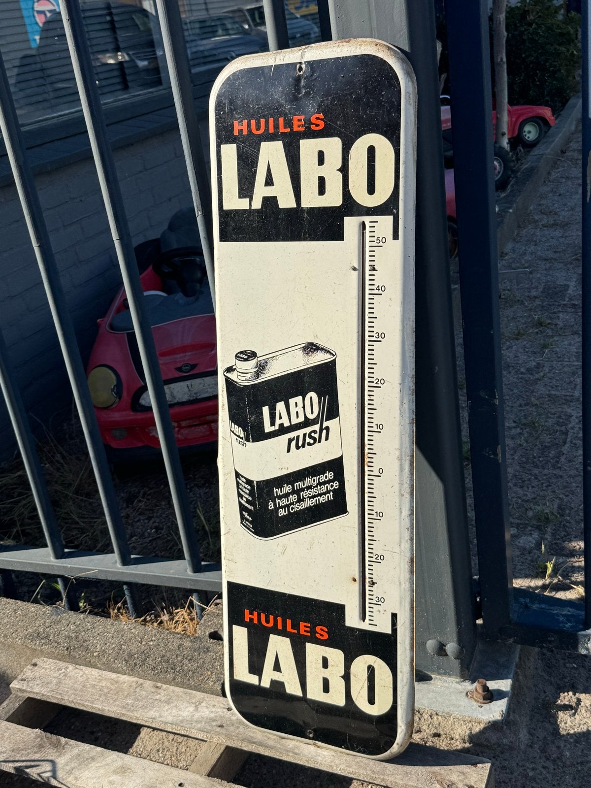 Vintage Huiles Labo Olie Thermometer Reclamebord, Ophalen of Verzenden