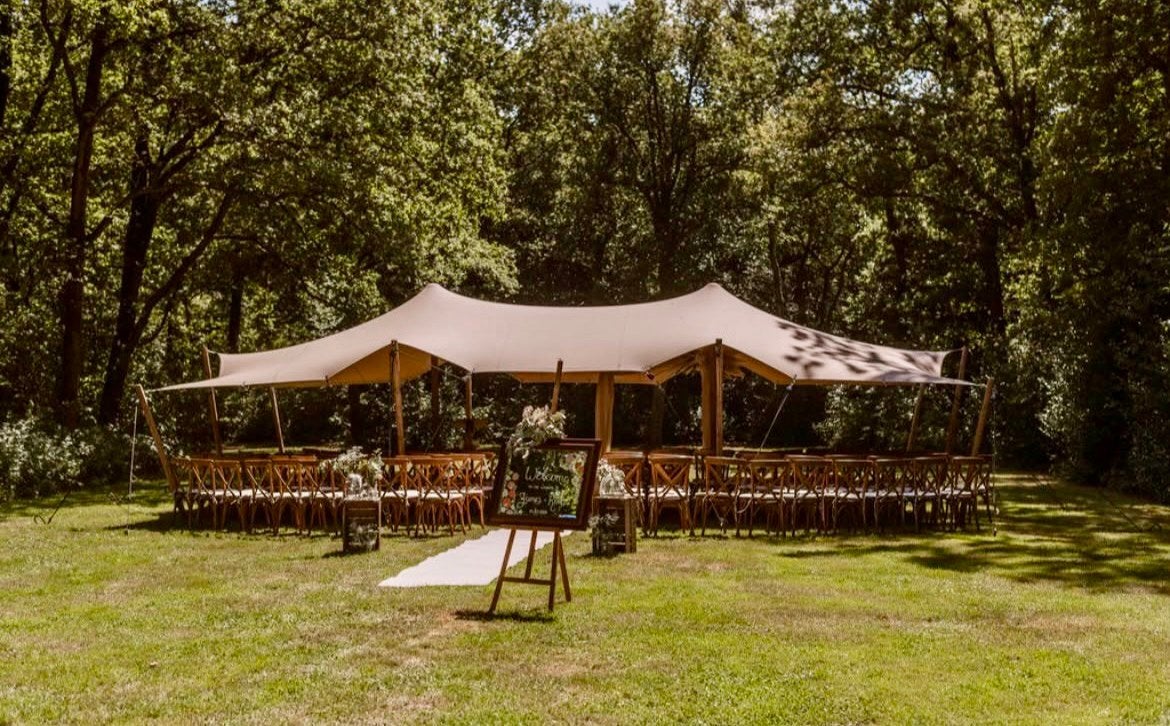 Stretchtent 6x10m te huur evt met prikkabel, Tuin en Terras, Ophalen, Opvouwbaar, Overige typen, 6 meter of meer
