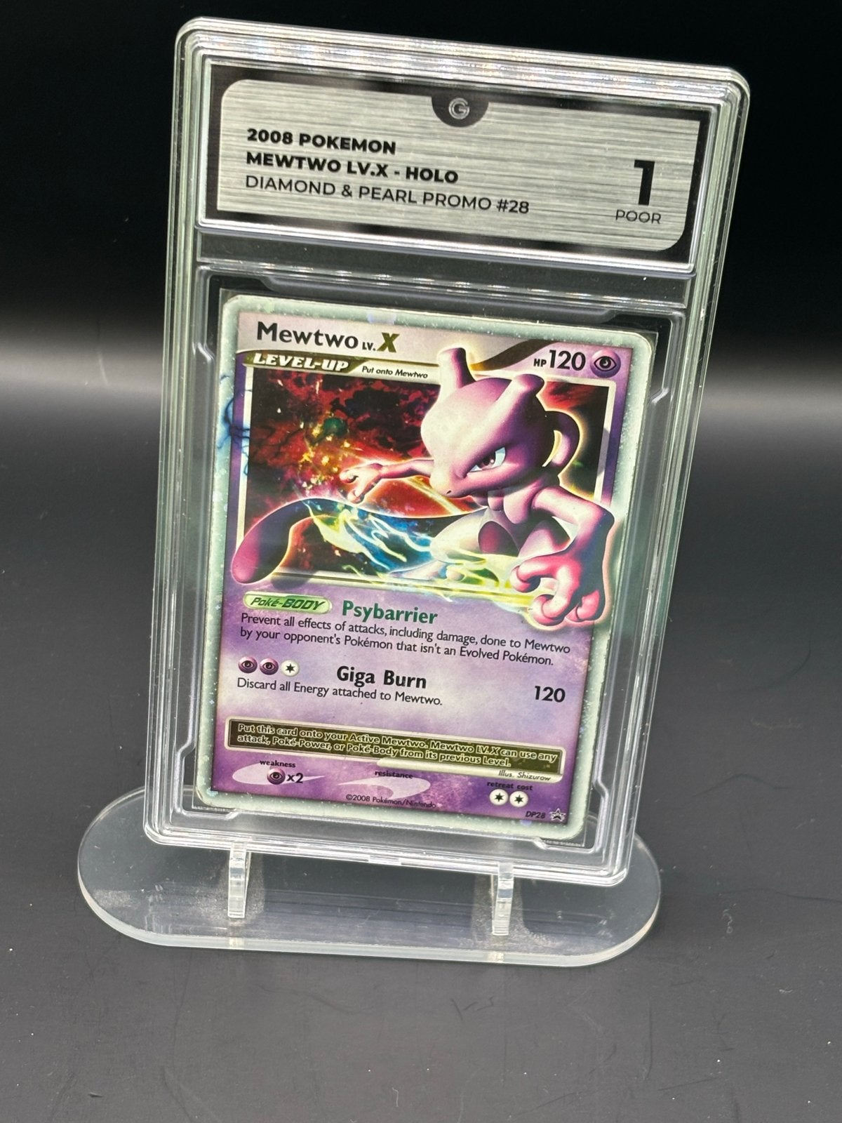 2008 Pokemon Mewtwo LV.X - Holo Diamond & Pearl Promo #28, Ophalen of Verzenden, Gebruikt, Losse kaart, Foil