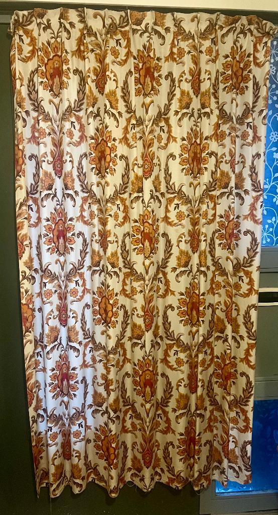 Vintage retro Aristo interieurstoffen design gordijn 194*105, Huis en Inrichting, Gebruikt, 100 tot 150 cm, Bruin, Ophalen of Verzenden