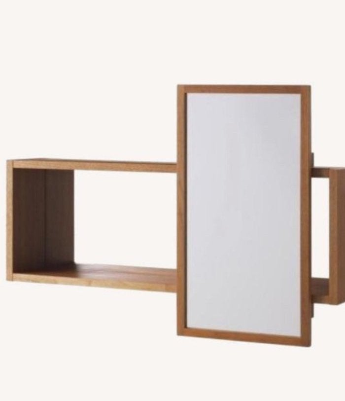 Vintage spiegelkast midcentury kast hout met sliding spiegel, Teakhout, Ophalen of Verzenden, Zo goed als nieuw, Minder dan 150 cm