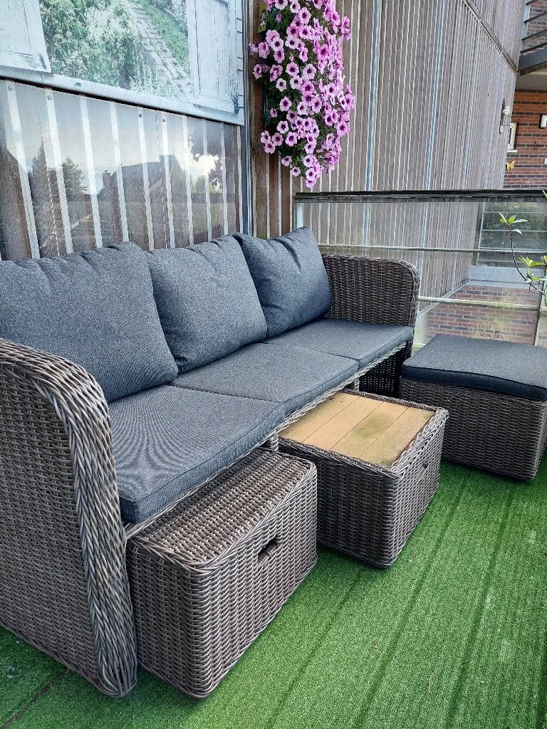 Tuinbank met kussens, Tuin en Terras, Tuinbanken, Ophalen, Gebruikt, Kunststof