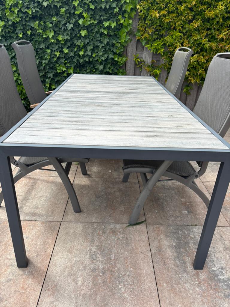 Tuintafel aluminium/keramiek Grijs Hartman 2:35-1.05 cm, Tuin en Terras, Tuintafels, Ophalen of Verzenden, Zo goed als nieuw, Rechthoekig