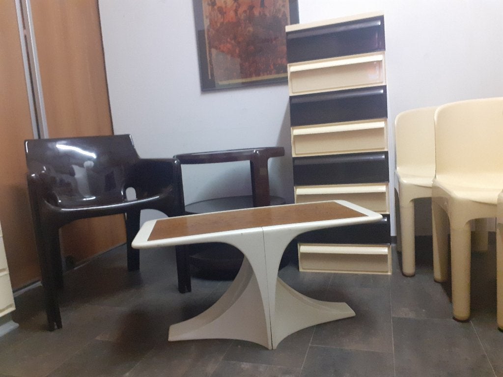 space age design bijzettafel tv tafel vintage jaren 70 retro, Vintage, Gebruikt, ?, Kunststof