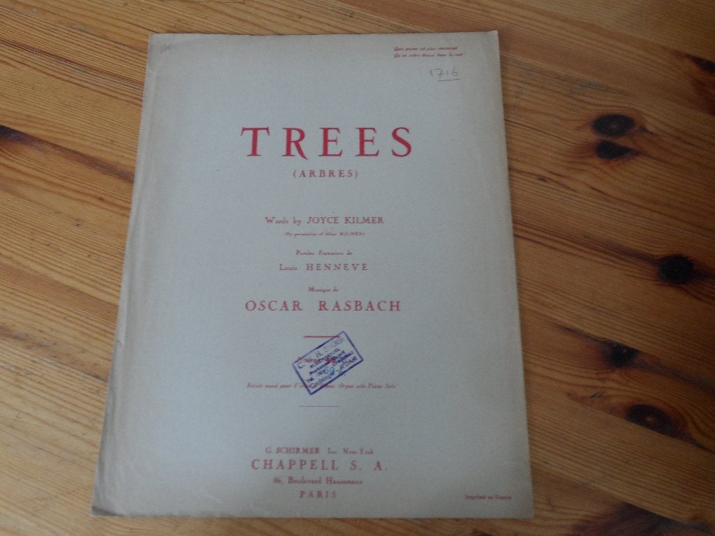 Trees - arbres - rasbach / henneve, Zang, Gebruikt, Ophalen of Verzenden, Artiest of Componist