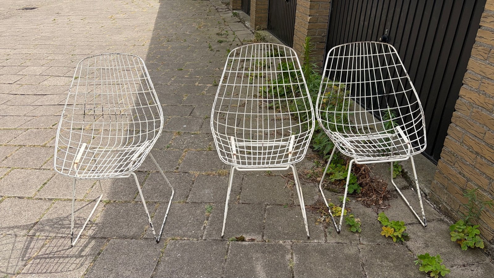 Vintage jaren '70 draadstaal stoeltjes (3x), Antiek en Kunst, Ophalen