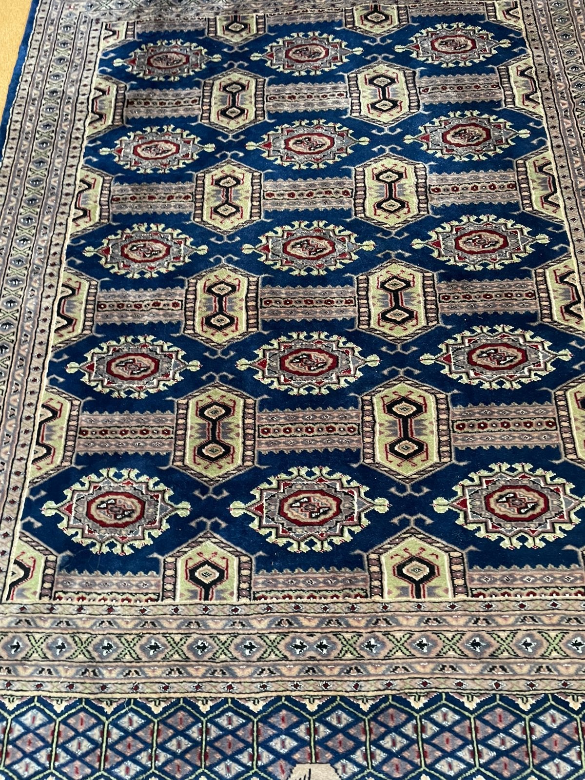 Prachtige gave originele zachte pers tapijt donkerblauw, Ophalen of Verzenden