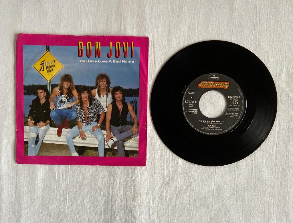 Bon Jovi - you give love a bad name, Cd's en Dvd's, Vinyl Singles, Ophalen of Verzenden, Zo goed als nieuw, 7 inch, Rock en Metal