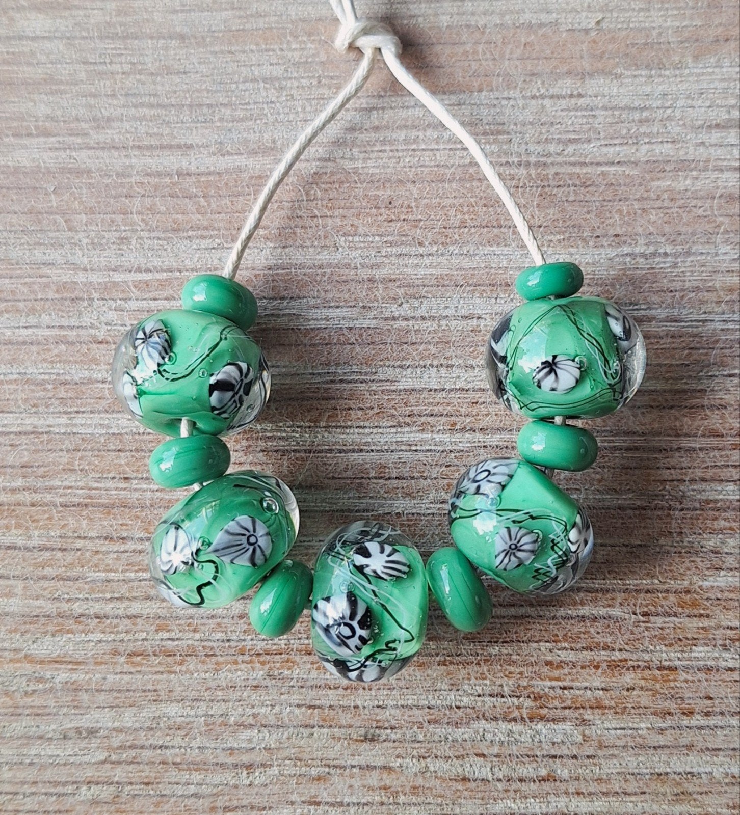 Set handgemaakte lampwork glas kralen, Verzenden, Nieuw, Kraal