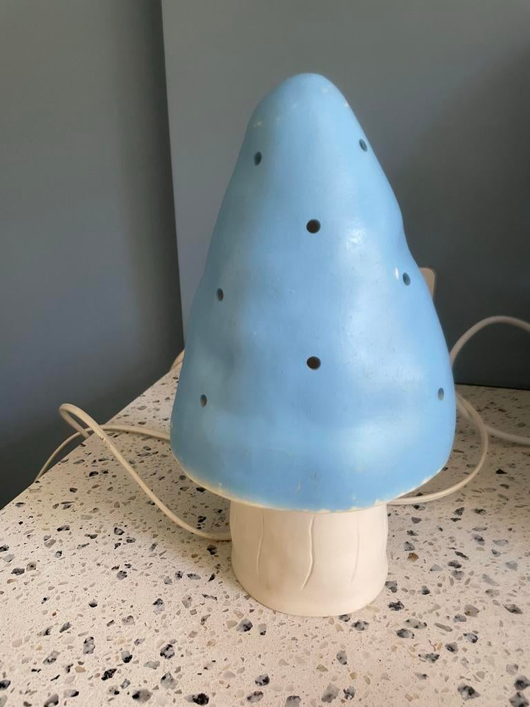 Vintage Heico Paddenstoelampje Blauw, Ophalen of Verzenden, Gebruikt