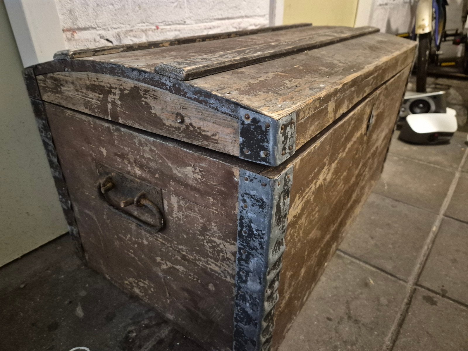 Antieke Houten Kist - Vintage Opbergkist, Ophalen of Verzenden