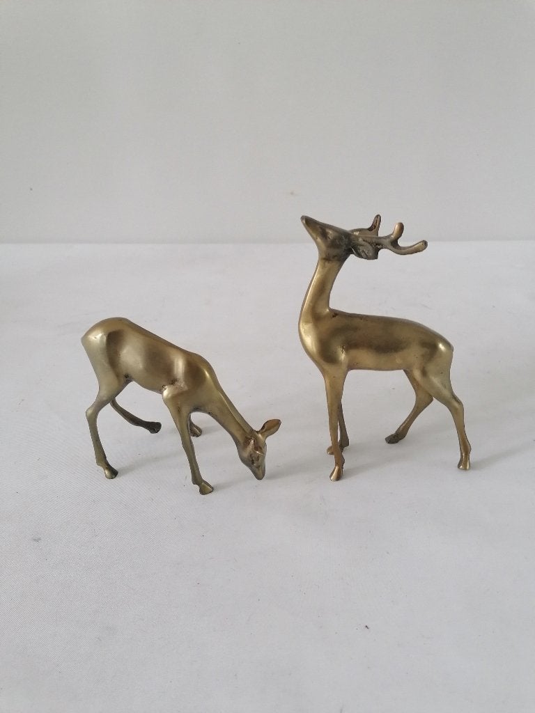 vintage hollywood regency set herten 2 stuks izgst  messing, Antiek en Kunst, Ophalen of Verzenden
