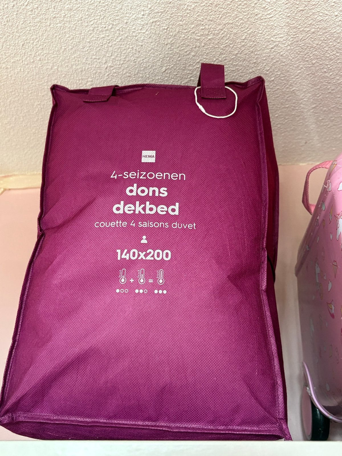 Nieuw HEMA 4-seizoenen dons dekbed 140x200, Eenpersoons, Paars, Nieuw, Dons en Veren