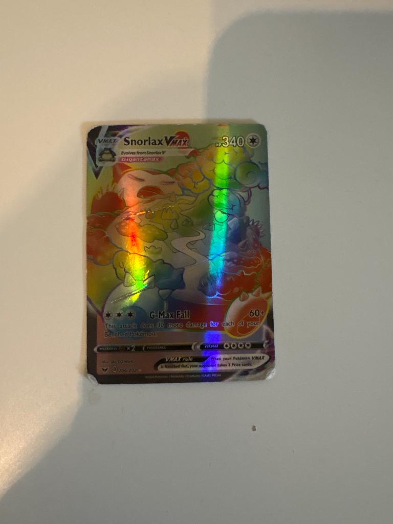 Snorlax vmax, Hobby en Vrije tijd, Verzamelkaartspellen | Pokémon, Verzenden, Gebruikt, Losse kaart