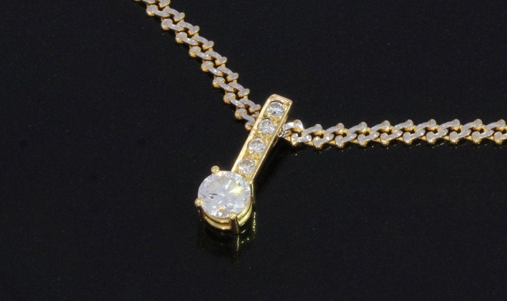 Grote diamant solitair 18k gouden ketting hanger briljant