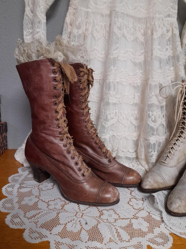 Antieke set rijg laarsjes, Ophalen of Verzenden