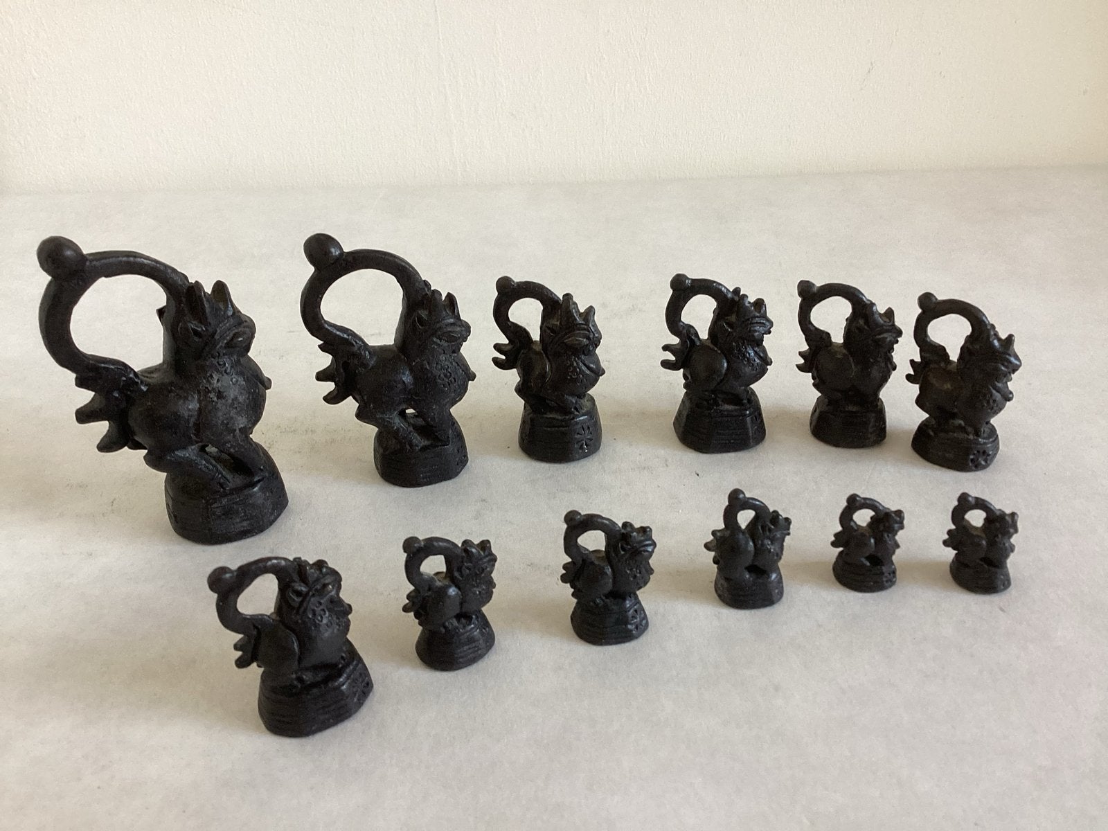 Birmese opium gewichten set - 12 stuks, Ophalen of Verzenden