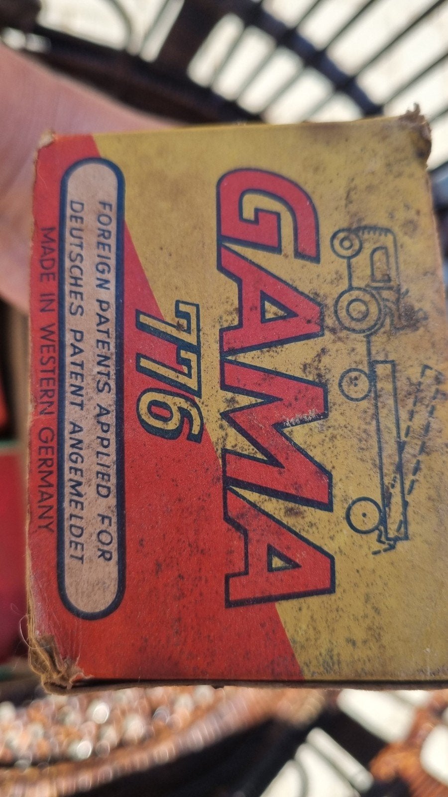 Vintage GAMA 776 Tractor met aanhanger en doos, Antiek en Kunst, Ophalen of Verzenden