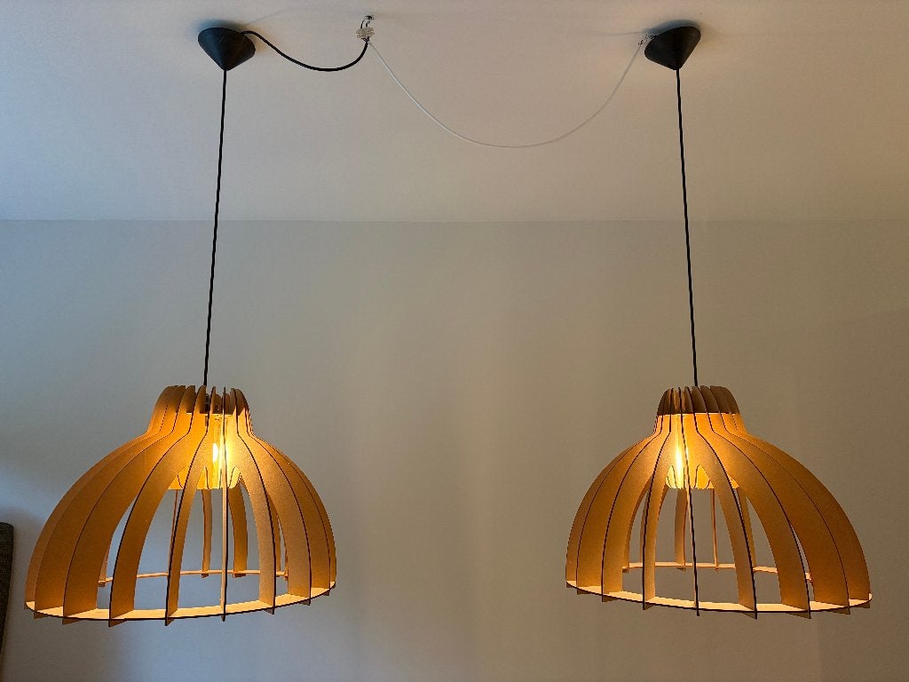 Van Tjalle en Jasper - design - Granny Smith - hanglampen, Ophalen of Verzenden, Zo goed als nieuw, Natuurlijk materiaal, E27 (groot)