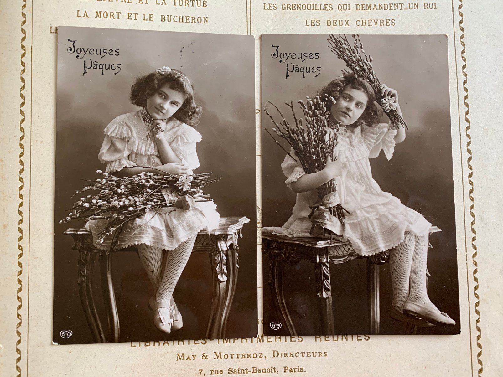 1908 Joyeuses Pâques - meisje met wilgenkatjes (XX), Ophalen of Verzenden, Voor 1920, Gelopen, Feest(dag)