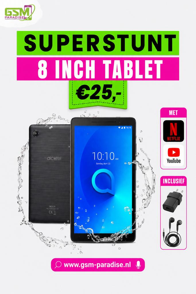 Alcatel 8 inch tablet - Superstunt aanbieding!, Computers en Software, Android Tablets, Zo goed als nieuw, Wi-Fi, 8 inch, 16 GB